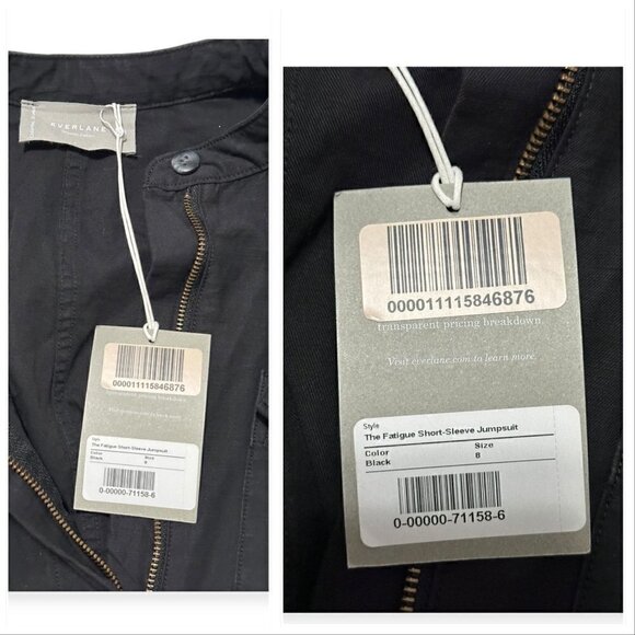 Everlane Black The Fatigue Short Sleeve Jumpsuit, Size 8, New with tag - Picture 11 of 15